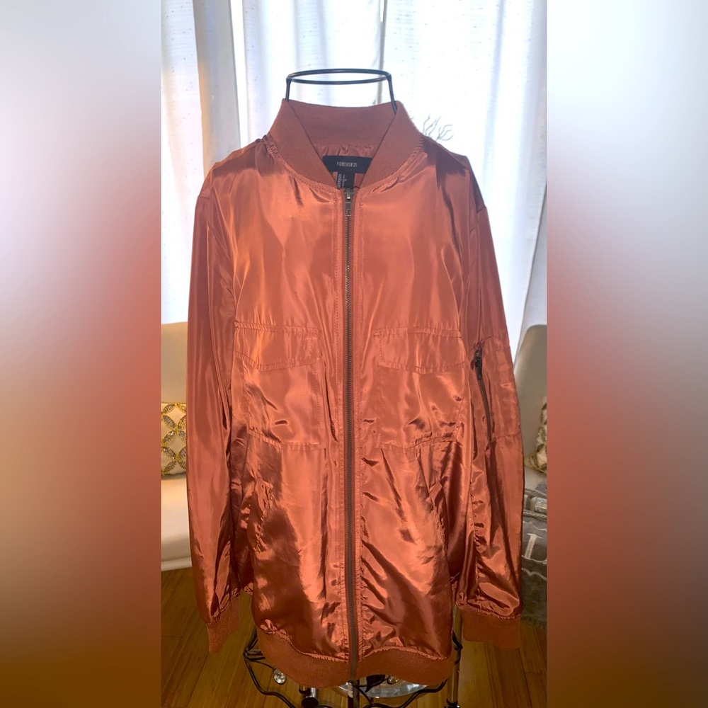 Brown Satin Bomber Jacket Very Gently worn Size S